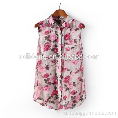 Женщина цветочная рубашка рубашка элегантный топ